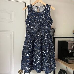 RETROLICIOUS blue star constellation space mod retro pinup sleeveless mini dress